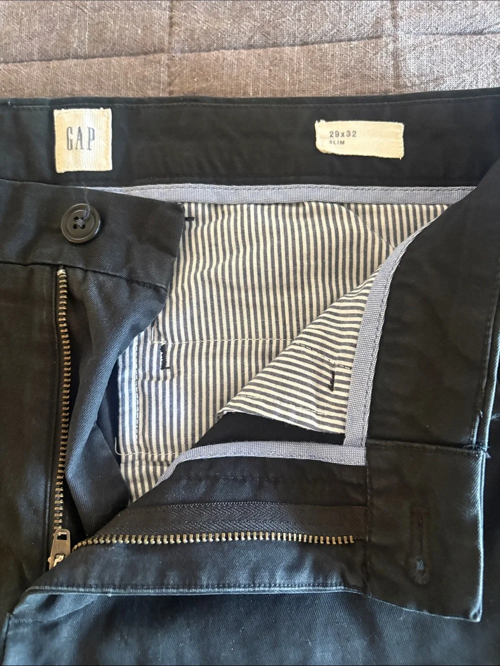 GAP Men's Black Chinos with Striped Inner Lining